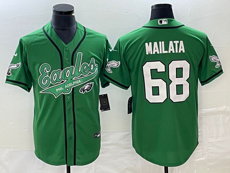 Men Philadelphia Eagles 68 Mailata Green Co Branding Game NFL Jersey style 2